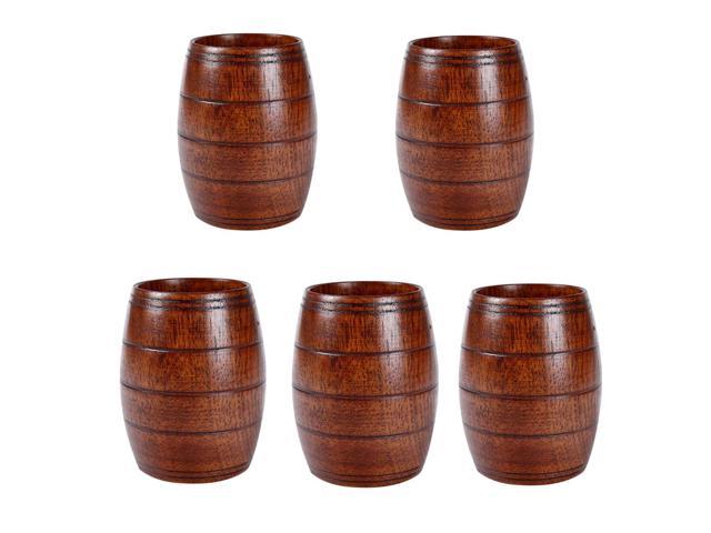 5 Pieces Wooden Cup Handmade Coffee Tea Beer Juice Milk Mug Drink 10.5x8cm