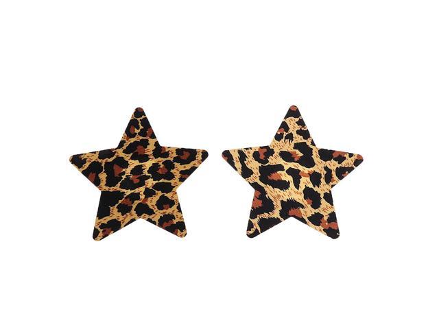 New Ladies Charming Pentagram-Shaped Sexy Breast Sticker Disposable Nipple Cover Leopard
