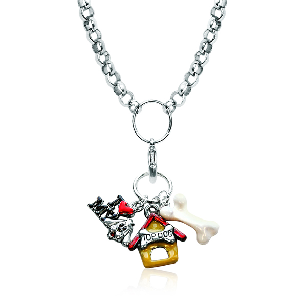 1000S-NL Dog Lover Charm Necklace in Silver