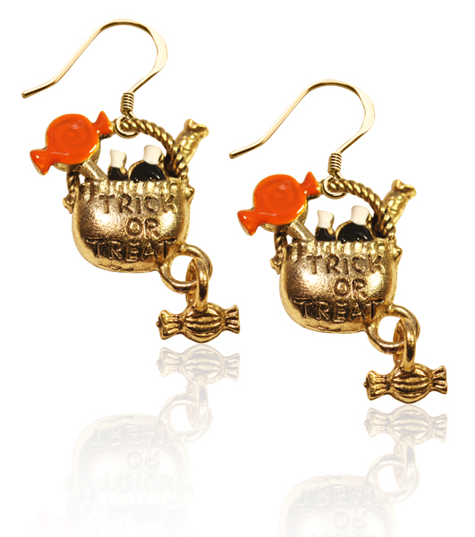 3022G-ER Trick or Treat Charm Earrings in Gold