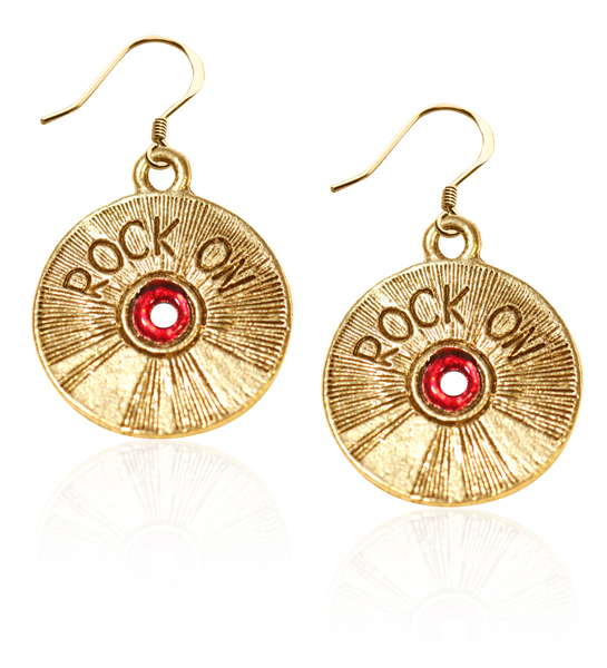 1218G-ER Rock on CD Charm Earrings in Gold