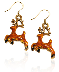 580G-ER Reindeer Charm Earrings, Gold