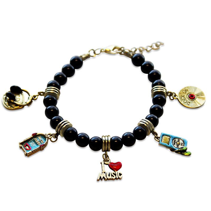 1601G-BR Music Lover Charm Bracelet in Gold