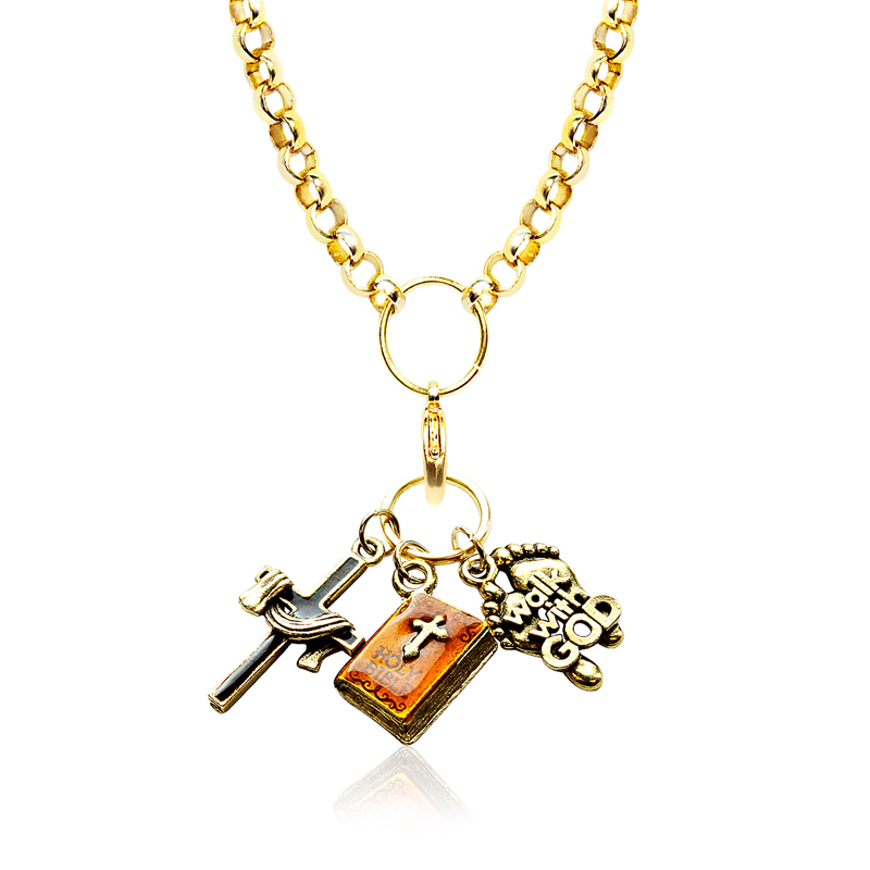 1600G-NL Religious Charm Necklace in Gold
