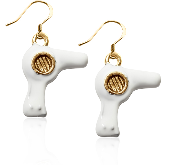 1317G-ER Hair Dryer Charm Earrings in Gold