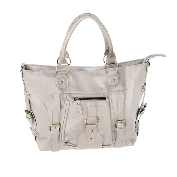 FB-XXK218-GRIEGE Dream Lady Charm Griege Leatherette Double Handle Handbag Shoulder Bag Satchel Bag Purse