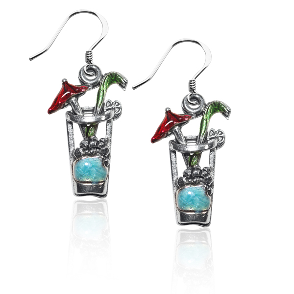 2669S-ER Cocktail Drink Charm Earrings in Silver