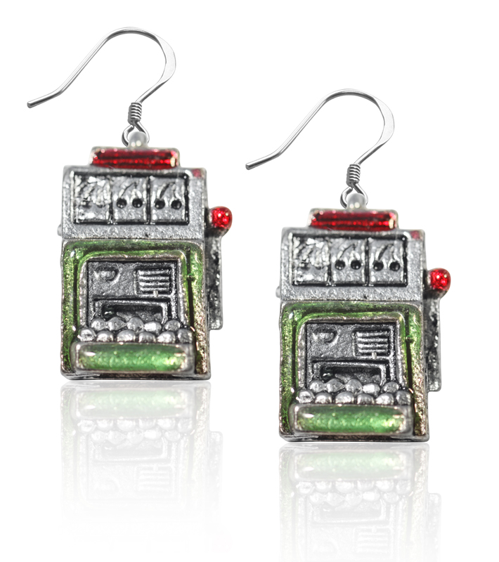 1842S-ER Slot Machine Charm Earrings in Silver
