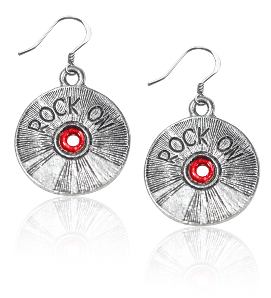 1218S-ER Rock on CD Charm Earrings in Silver