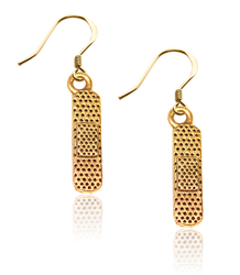 680G-ER Band Aid Charm Earrings, Gold