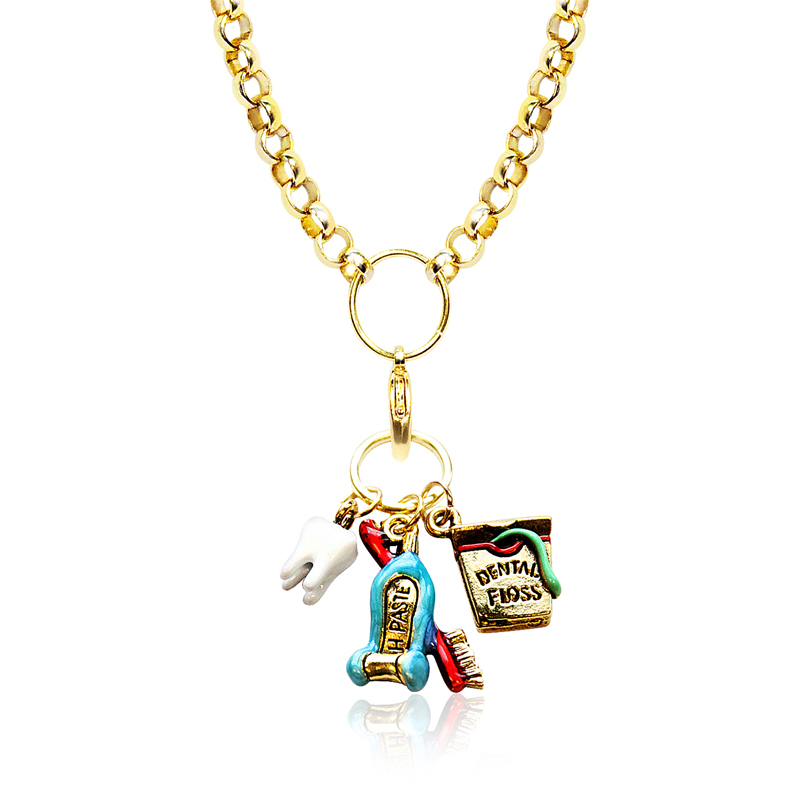 1401G-NL Dental Assistant Charm Necklace in Gold
