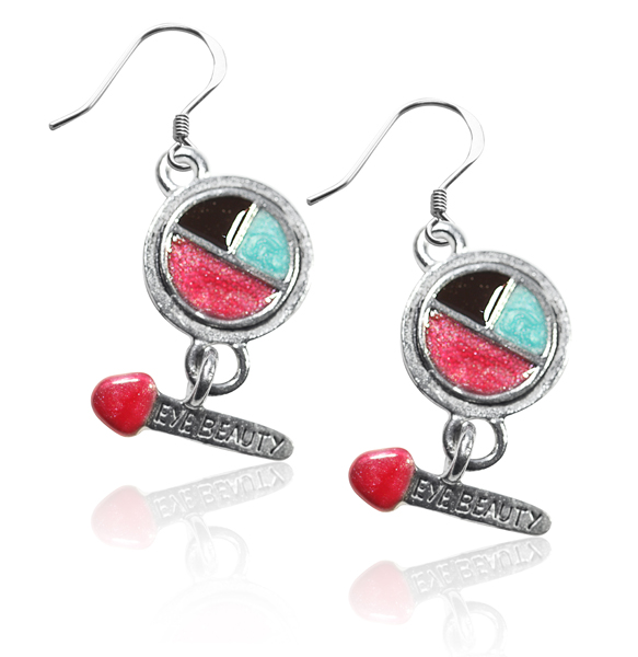 2641S-ER Eye Shadow & Brush Charm Earrings in Silver