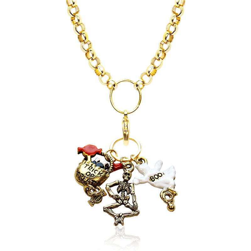 1300G-NL Halloween Charm Necklace in Gold