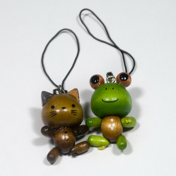 C029-FRCA Smile Frog and Cat - Cell Phone Charm Strap - Camera Charm Strap - Handbags Charms (Set of 2)