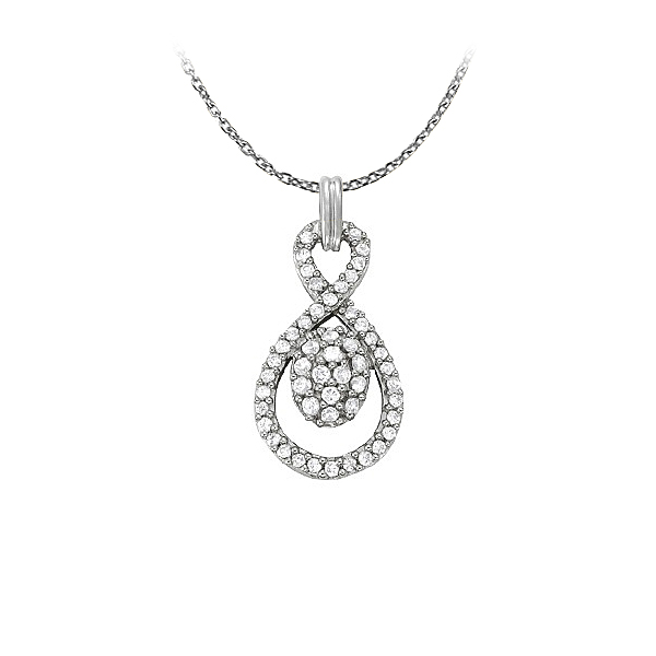 UBNPD32111W14CZ Charming Cubic Zirconia Infinity Pendant in 14K White Gold with a Free 16 in. Chain Cool Design