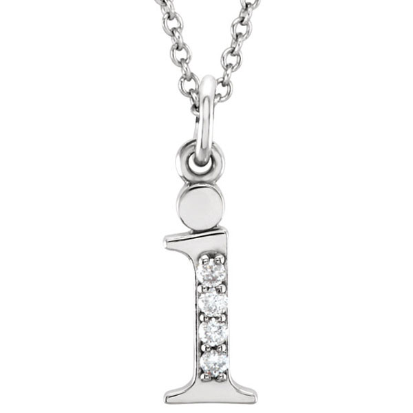 Fine Jewelry Vault UBPDS85803W14DI Diamond Initial I Charm Pendant in 14K White Gold Uniquely Designed