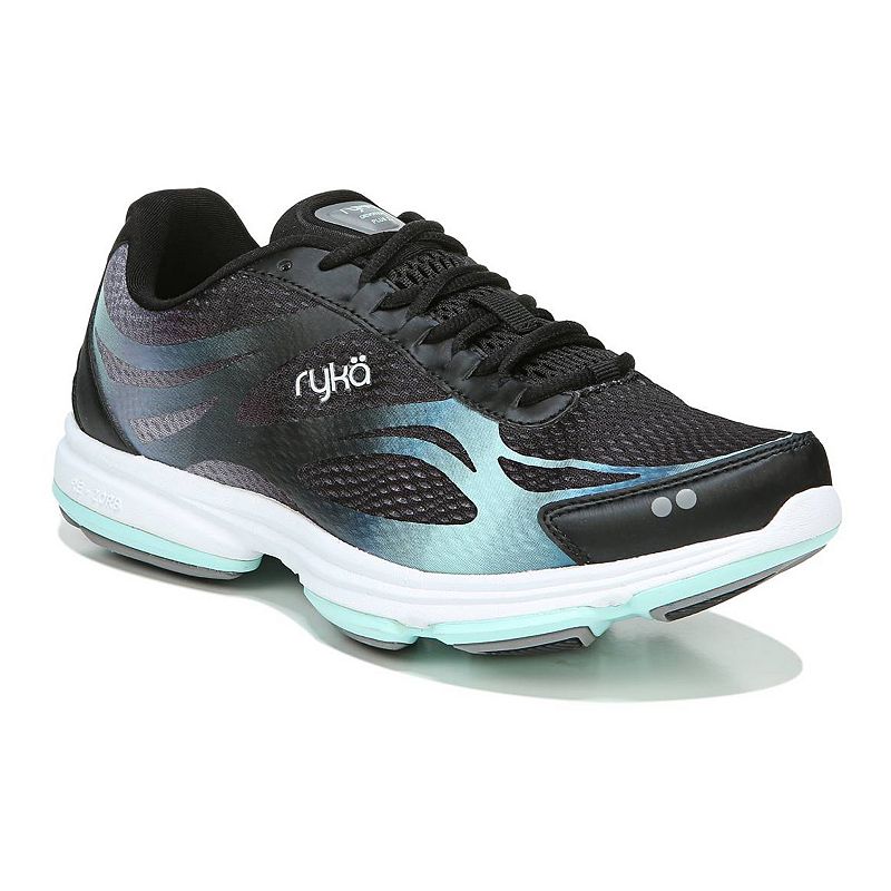 Ryka Women's Devotion Plus 2 Medium/Wide Walking Shoes (Black/Mint) - Size 12.0 W
