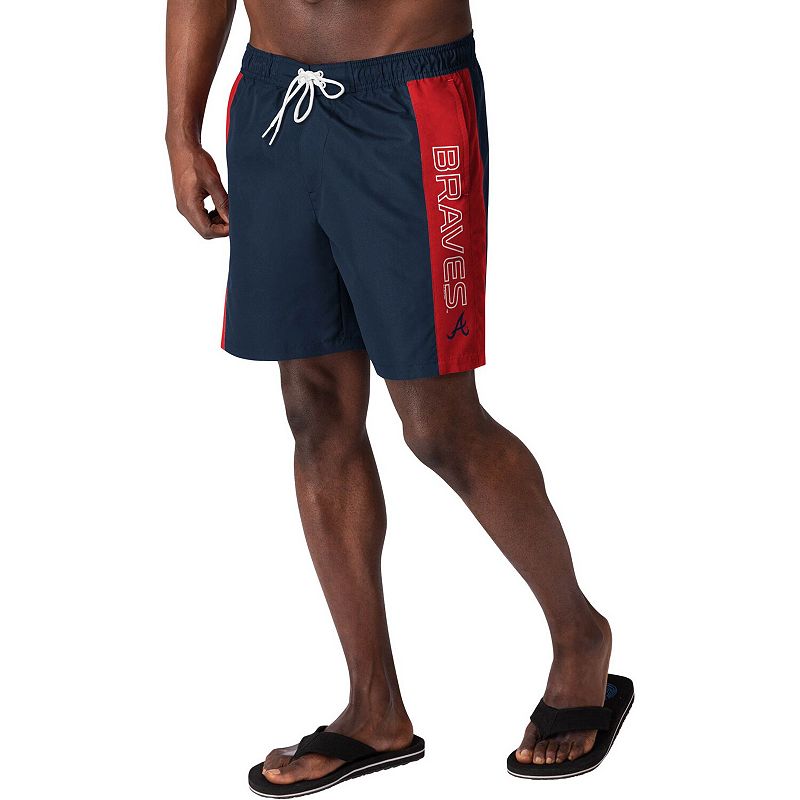 Men's G-III Sports by Carl Banks Navy Atlanta Braves Outfield Volley Swim Shorts, Size: Small, Blue