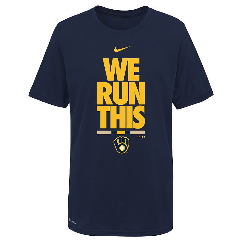 Boys 8-20 Nike Milwaukee Brewers We Run This Tee, Boy's, Size: Medium 10-12, Clrs