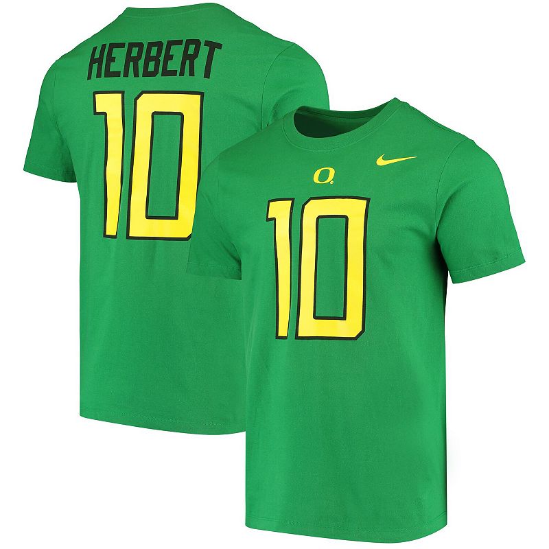 Nike Men's Justin Herbert Oregon Ducks #10 Green College Alumni Core T-Shirt, Medium