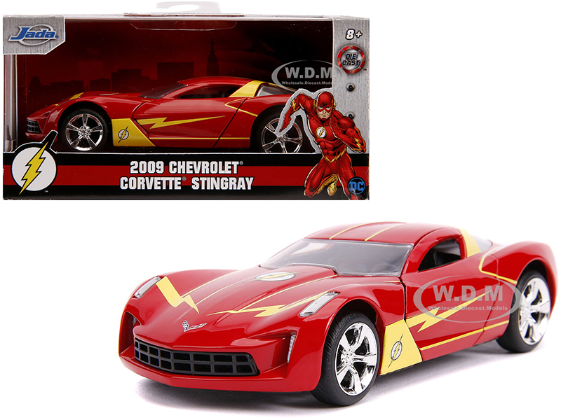 Jada 31610 1-32 Scale the Flash DC Comics Hollywood Rides Series 2009 Chevrolet Corvette Stingray Red & Yellow Diecast Model Car