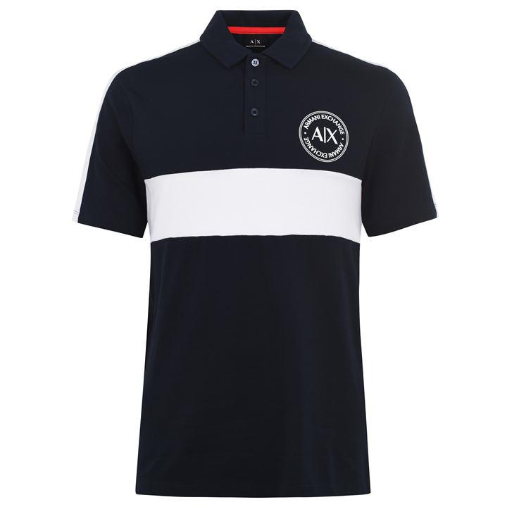Armani Exchange Stripe Logo Polo Shirt - Navy 2554