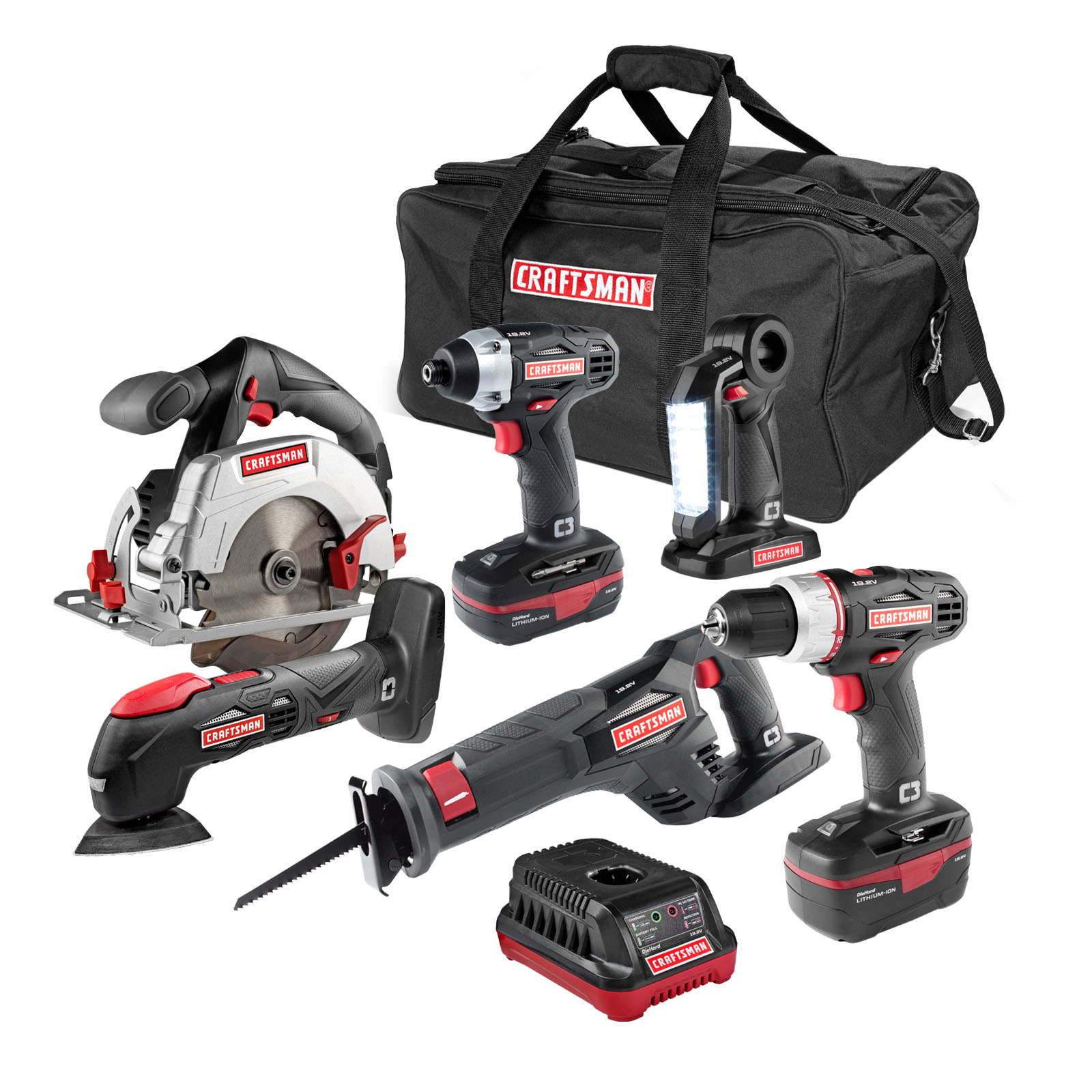 Craftsman 6 Pc. 19.2V C3 Cordless Power Tool Kit with Lithium-Ion Technology