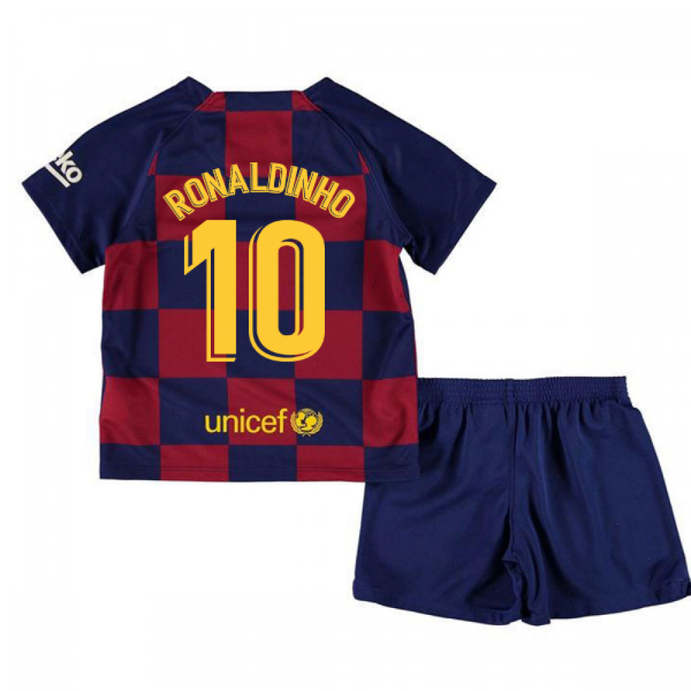 2019-2020 Barcelona Home Nike Little Boys Mini Kit (RONALDINHO 10)