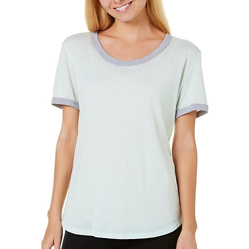 Hybrid Juniors Burnout Ringer T-Shirt-Small,MINT GREEN/GREY