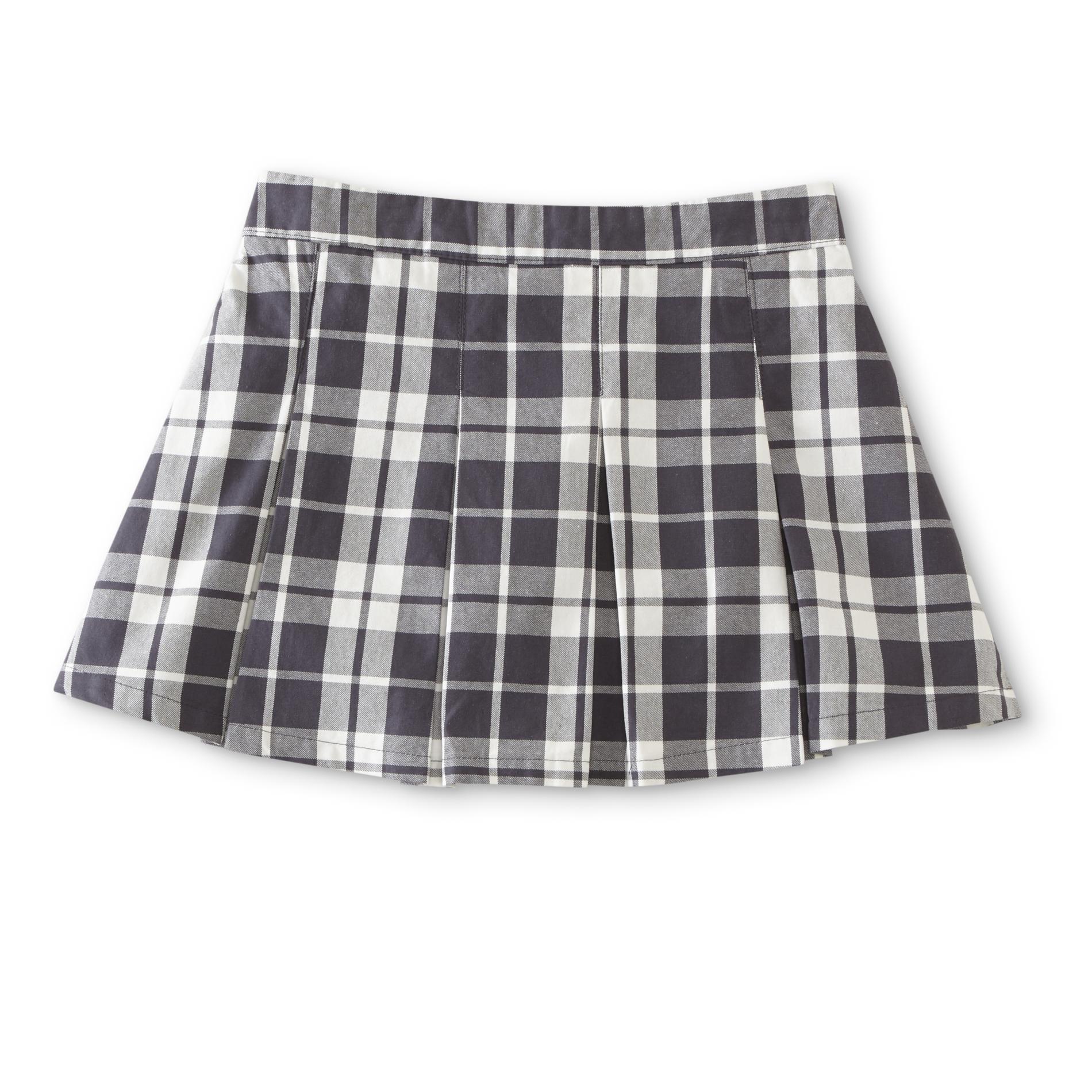 CRB Girl Girls' Scooter Skirt - Plaid, Size: Large, Black Plaid Tbd