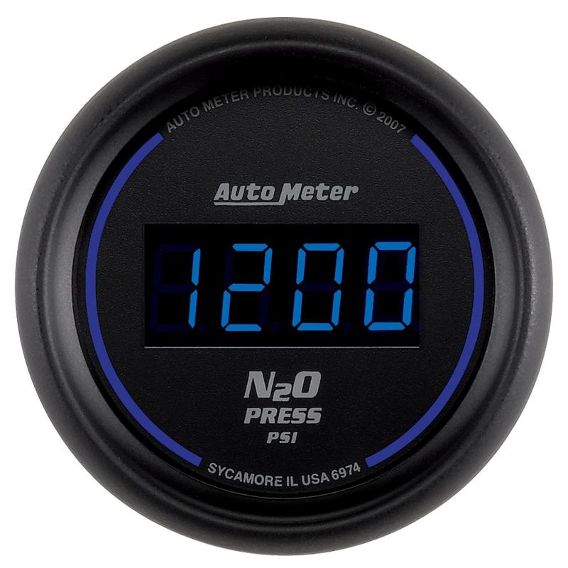 AutoMeter GAUGE; NITROUS PRESSURE; 2 1/16in.; 1600PSI; DIGITAL; BLACK DIAL W/BLUE LED