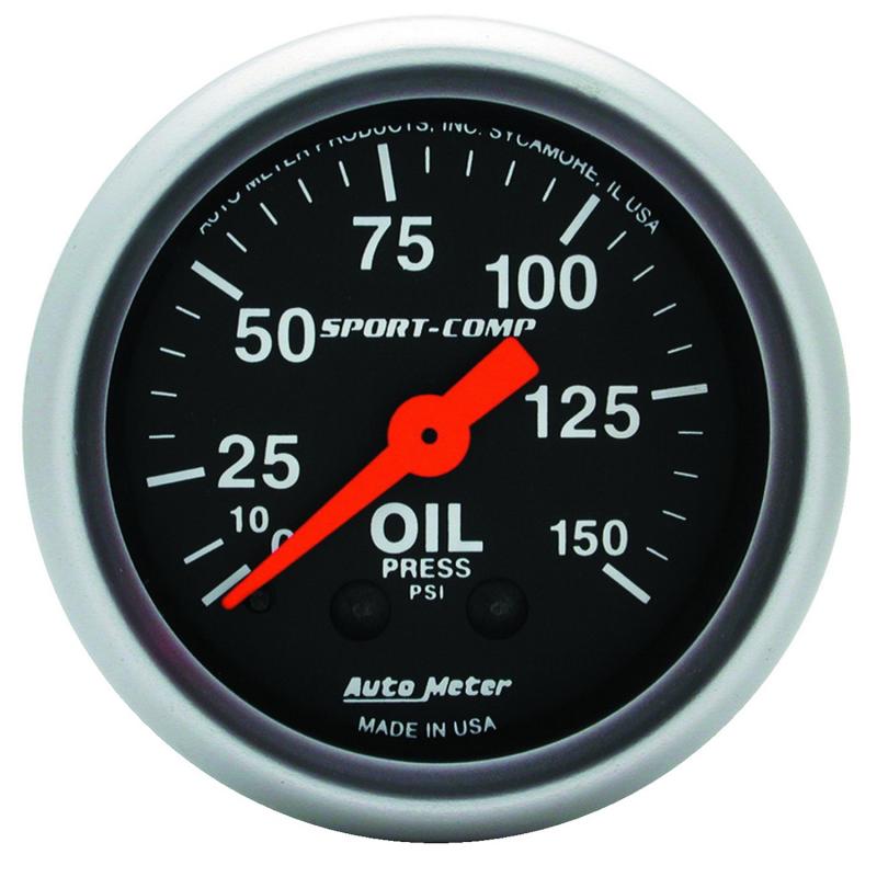AutoMeter GAUGE; OIL PRESSURE; 2 1/16in.; 150PSI; MECHANICAL; SPORT-COMP