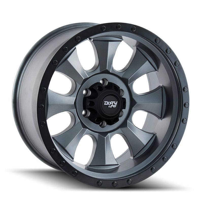 Dirty Life Ironman 9300 Matte Gunmetal | Black Beadlock 17X8.5 5x127 -6mm 83.82mm Wheel