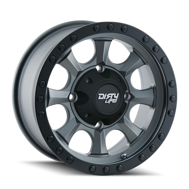 Dirty Life Ironman 9300 Matte Gunmetal | Black Beadlock 15X7 4-110 13mm 79.40mm Wheel