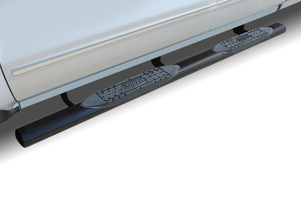 Raptor Series 0701-0097MB Silverado Step Bars 4 Inch Magnum Straight Oval 99-17 Silverado/Sierra 1500-3500 Standard Cab W/DEF Tank Black
