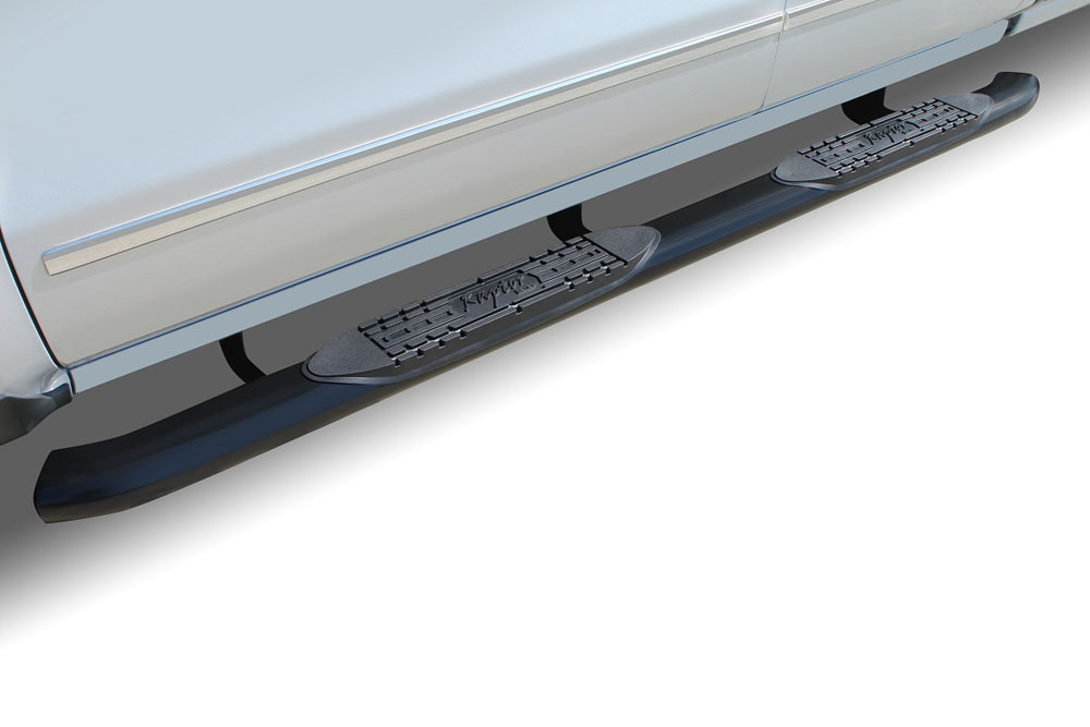 Raptor Series 1507-0228B Titan Step Bars 4 in Curved Oval 04-17 Nissan Titan Crew Cab OE Style Black