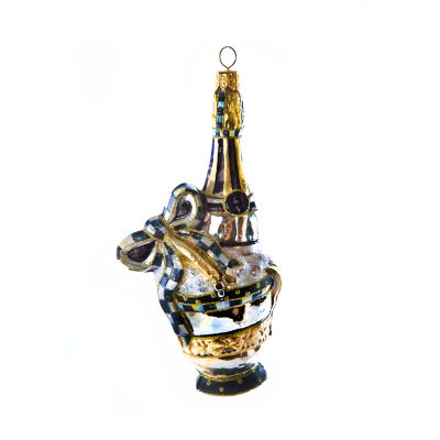 Mackenzie-Childs Golden Hour Champagne on Ice Glass Ornament