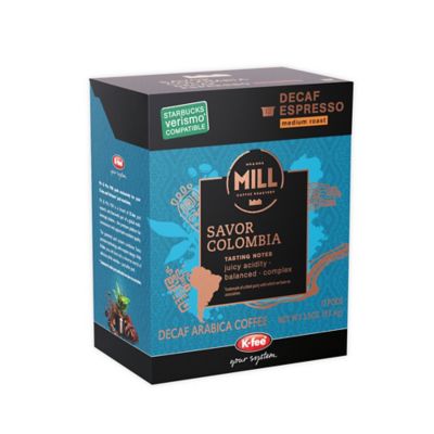 K-fee Mill Savor Colombia Medium Roast Decaf Starbucks Verismo Pods 12-Count
