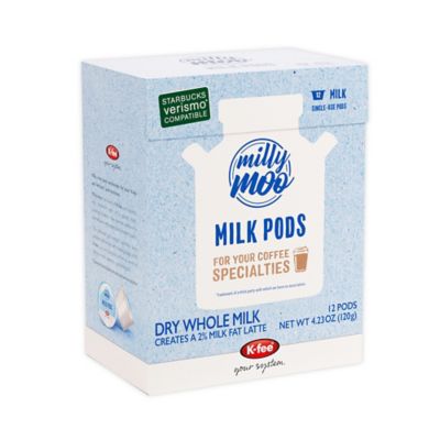 K-fee Milly Moo Dry Whole Milk Starbucks Verismo Pods 12-Count