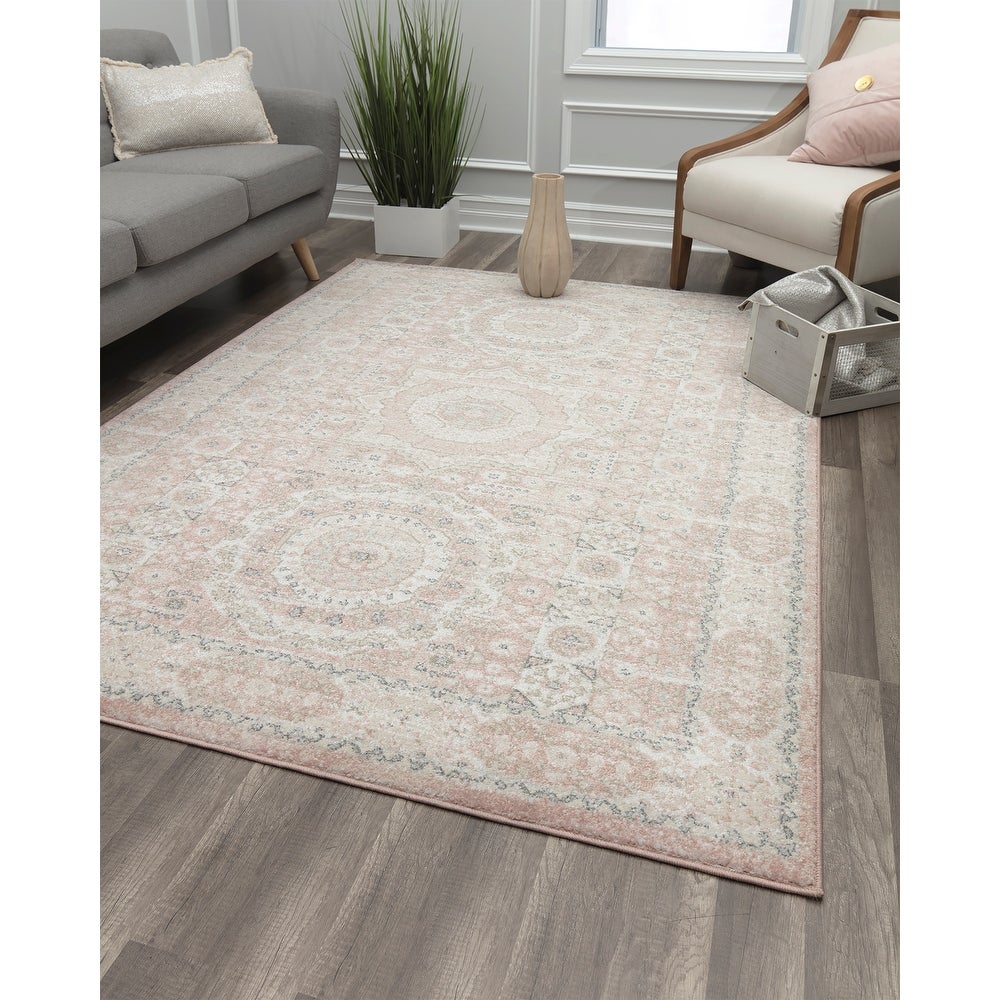 Harper HY60A Pink Lemonade Transitional Vintage Pink Area Rug  2 X8