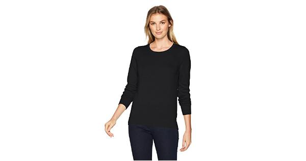 Amazon Essentials Women's Long-Sleeve Lightweight Crewneck Sweater Available in Plus Size  Black  X-Small