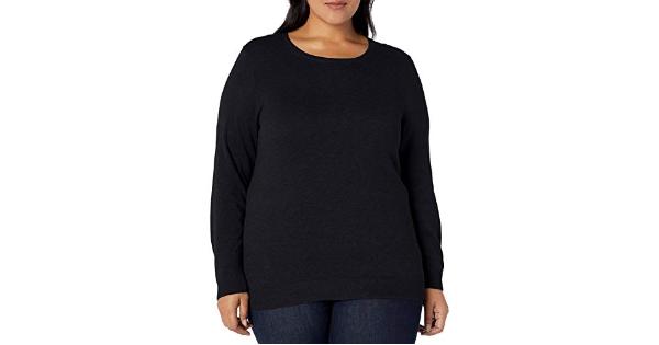 Amazon Essentials Women's Long-Sleeve Lightweight Crewneck Sweater Available in Plus Size  Black  2X