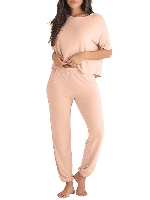 Honeydew Women's Sun Lover French Terry Lounge Set in Pink (18988) | Size XL | HerRoom.com
