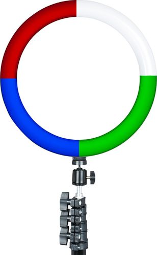 Sunpak - 12 Rainbow Ring Light Vlogging Kit W/BOYA Lavalier Microphone and Bluetooth Remote for Smartphones and Cameras