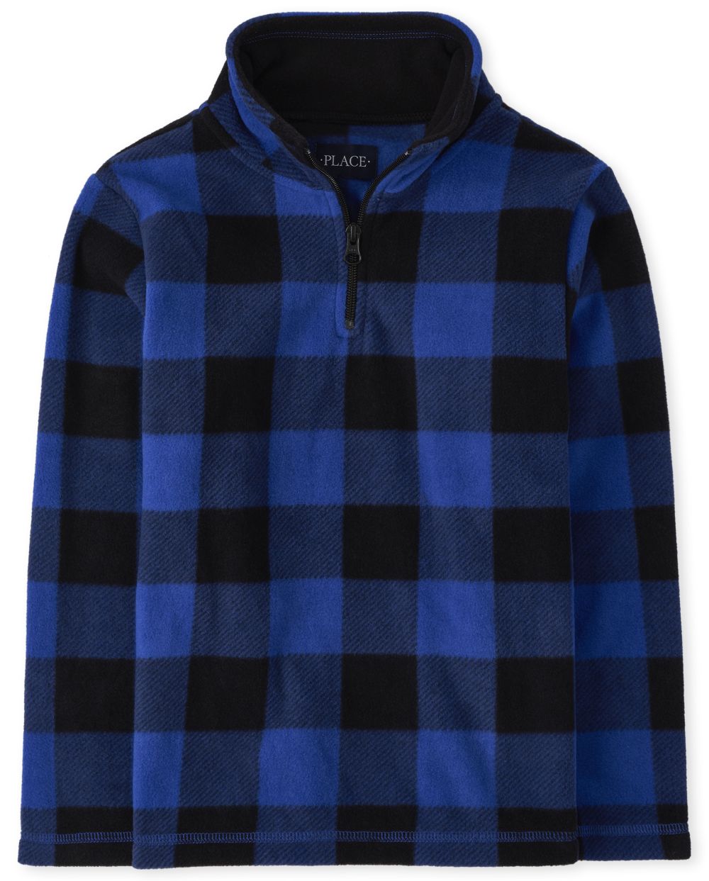 The Children's Place Boys Buffalo Plaid Glacier Fleece Half Zip Pullover | Size Small (5/6) | Blue