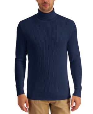 Mens Textured Cotton Turtleneck Sweater