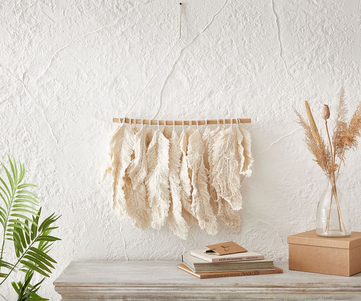 Wandbehang Irelia 55x45 Cm Makramee & Teak Natur