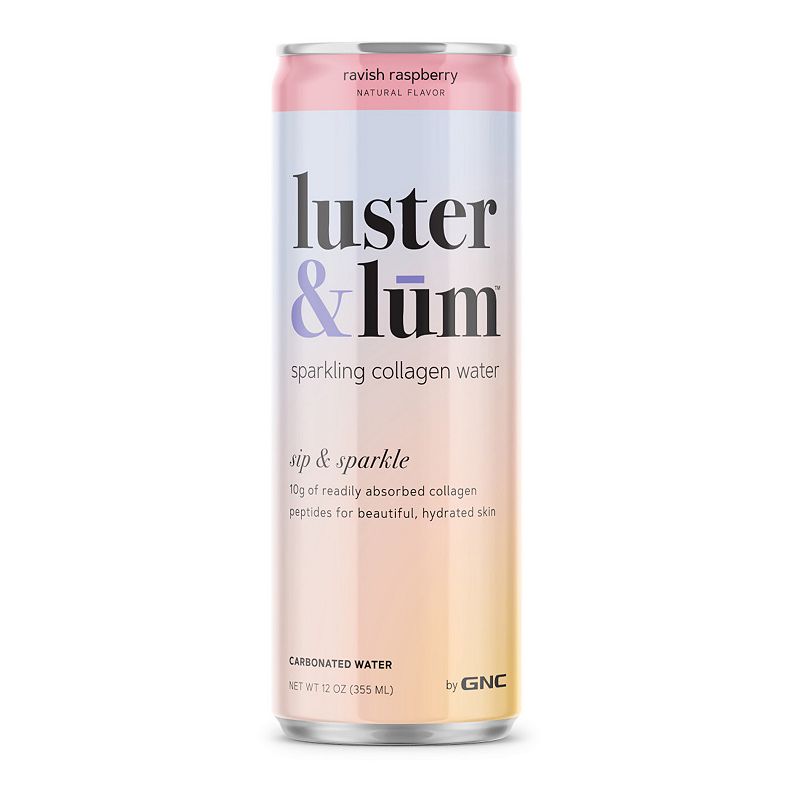 Luster & Lum Sparkling Collagen Water, Raspberry - 12 Oz