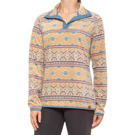 Fleece Shirt - Snap Neck, Long Sleeve (for Women) - GOLDEN HOUR SCANDINAVIAN (L )