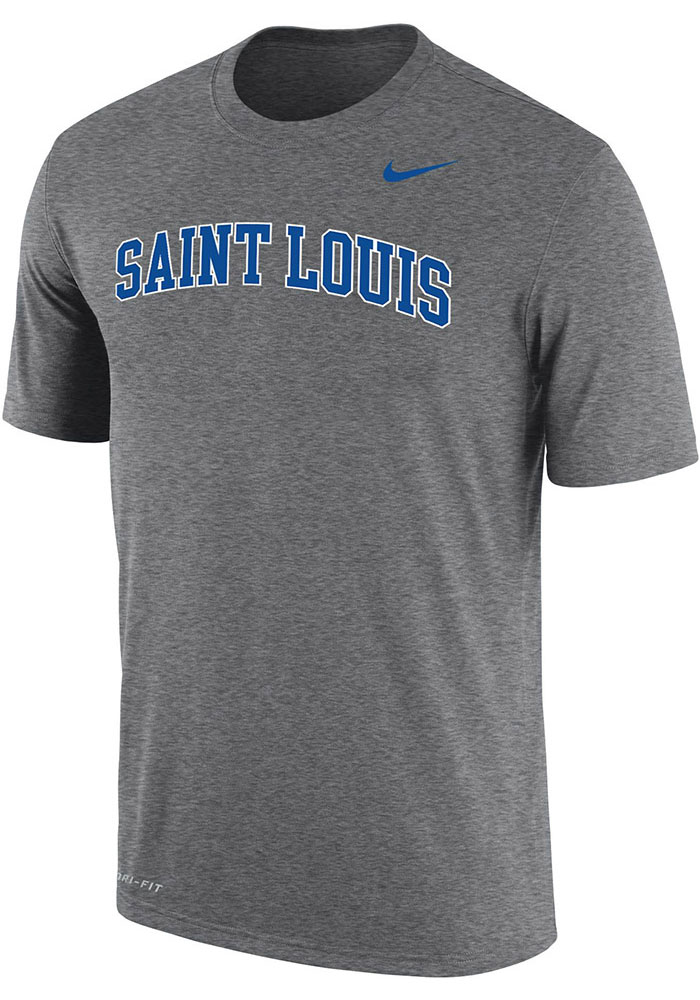 Nike Saint Louis Billikens Grey Dri-FIT Arch Name Short Sleeve T Shirt, Grey, 65% COTTON / 35% POLYESTER